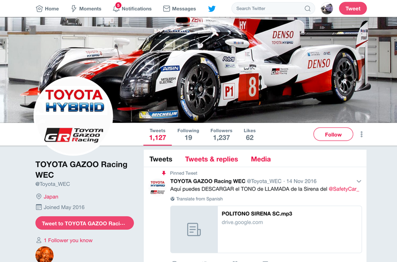Screencap of Toyota_WEC’s account.
